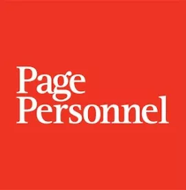 Logo de Page Personnel con fondo rojo y letras blancas.