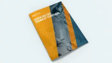 Portada de un libro titulado 'Ventajas del Trabajo Temporal' con diseño amarillo y azul.