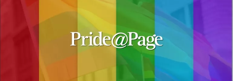 Colorida bandera con la palabra Pride@Page.